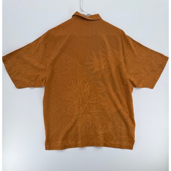 Tommy Bahama Silk Hawaiian Shirt Mens L Orange Floral AOP Camp Relax Dad - Picture 2 of 5